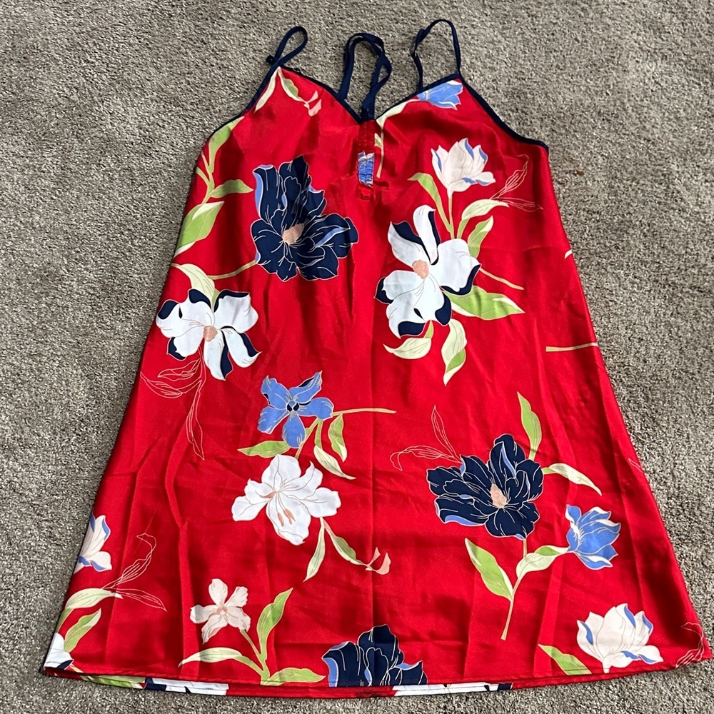 INC International Concepts Red Floral Slip Chemise